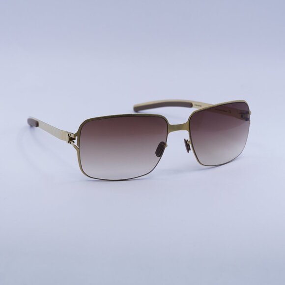 Mykita NO1 MAJA 006 Sunglasses Gold Rectangle Frame, Brown Gradient Lenses - Picture 3 of 9